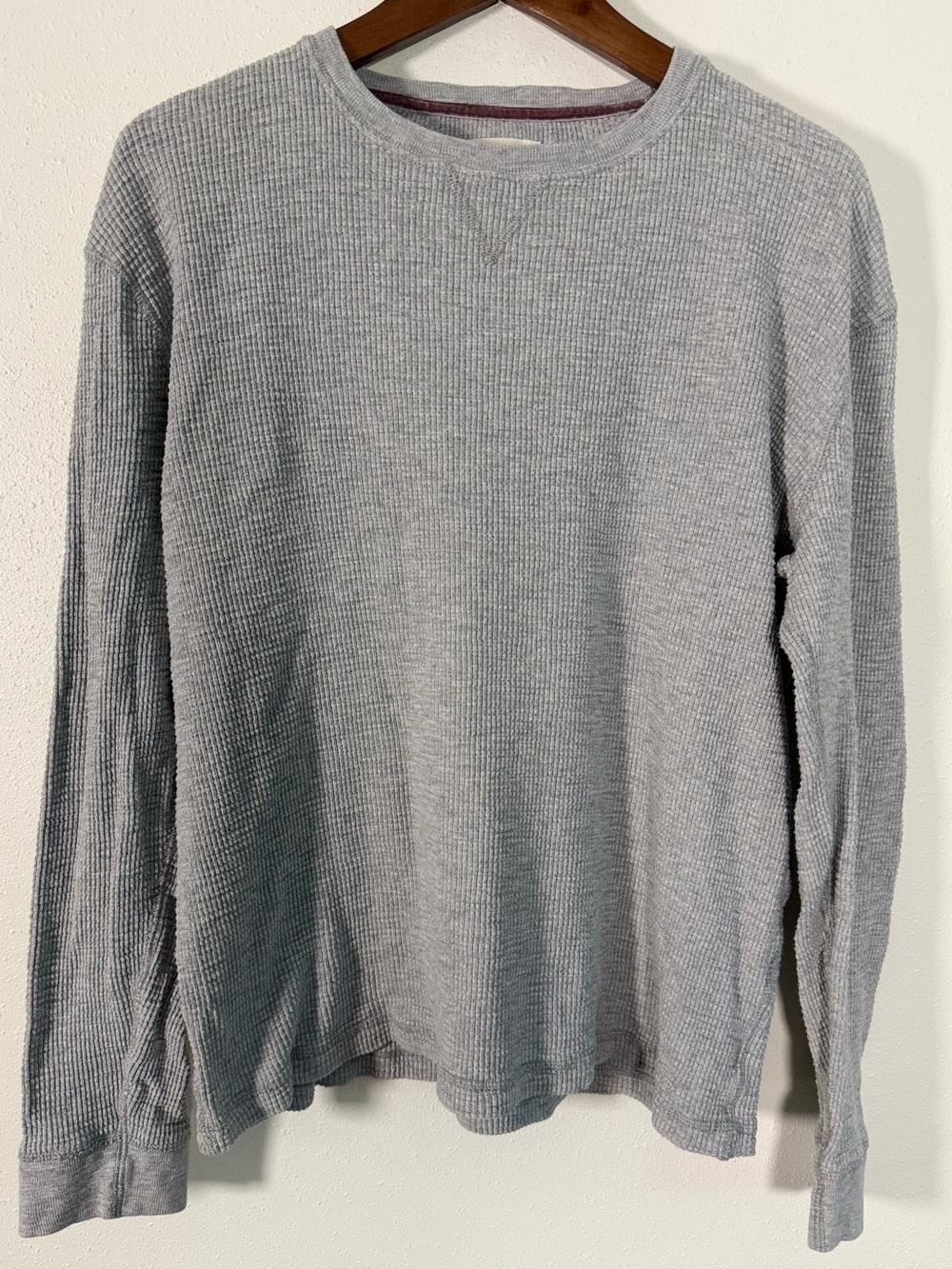 True Grit Gray Waffle Knit Thermal Sweater Size M Heather Gray